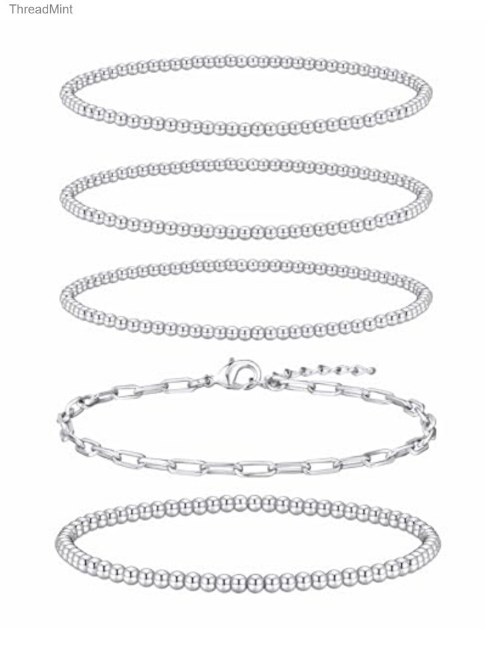 14K Gold Plated Beaded Bracelet Stack Stretch Bracelets Set Women